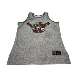 Men's Project X + SAVS Aloha Shaka Mesh Basketball Jersey Size Large Grey